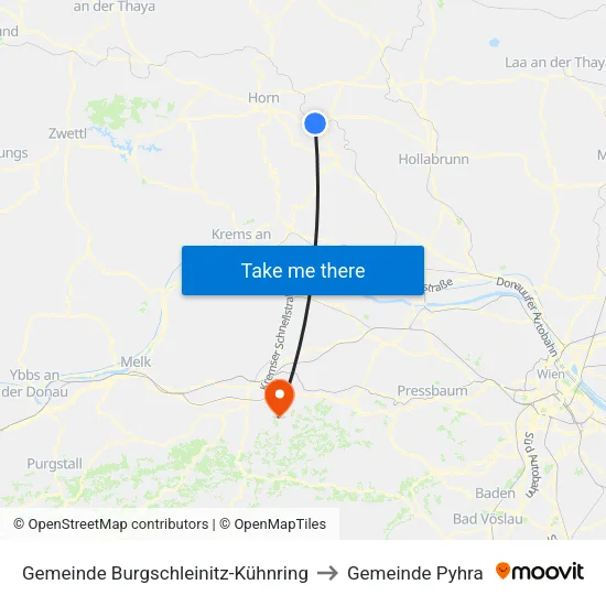 Gemeinde Burgschleinitz-Kühnring to Gemeinde Pyhra map