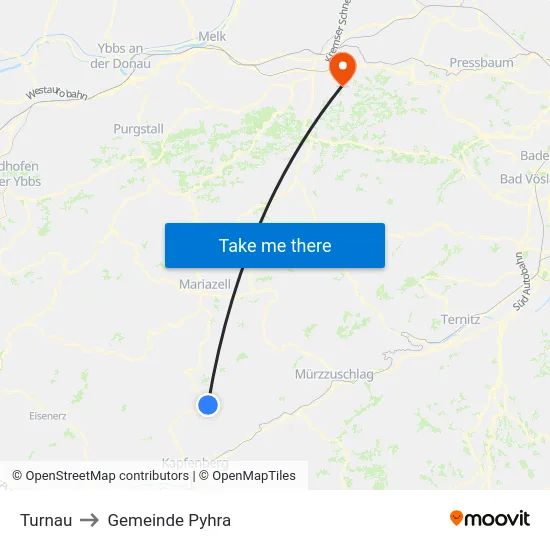 Turnau to Gemeinde Pyhra map