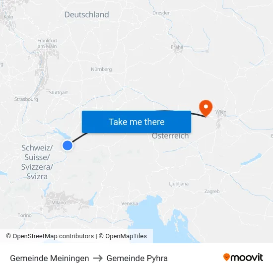 Gemeinde Meiningen to Gemeinde Pyhra map