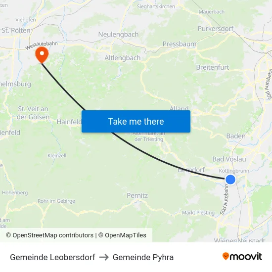 Gemeinde Leobersdorf to Gemeinde Pyhra map