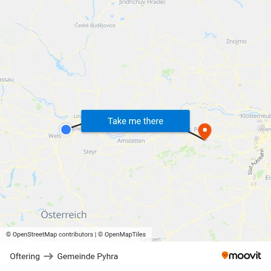 Oftering to Gemeinde Pyhra map