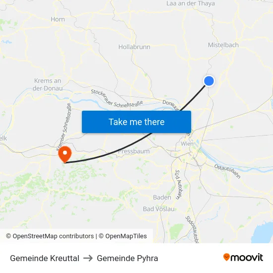 Gemeinde Kreuttal to Gemeinde Pyhra map
