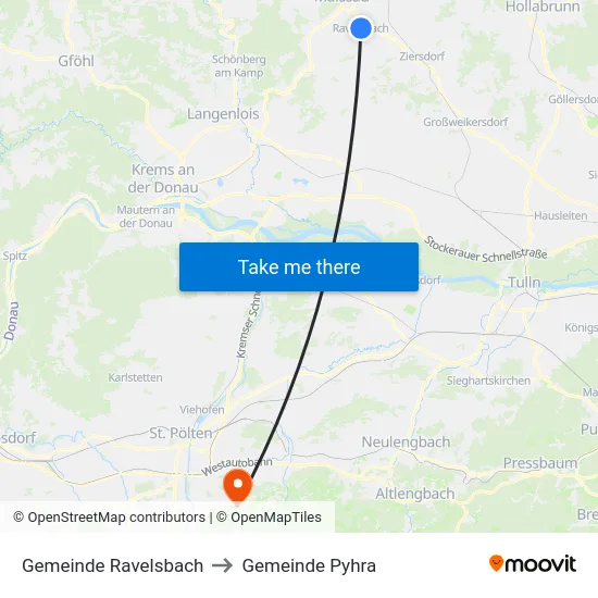 Gemeinde Ravelsbach to Gemeinde Pyhra map