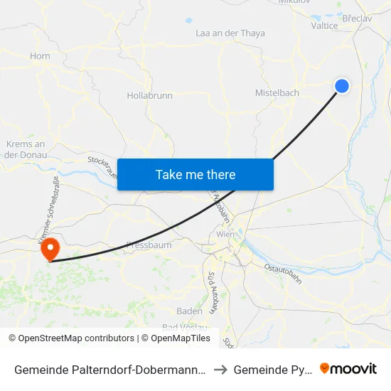 Gemeinde Palterndorf-Dobermannsdorf to Gemeinde Pyhra map