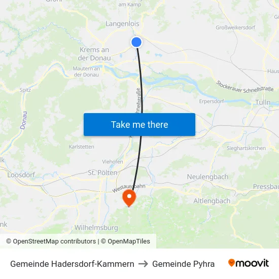 Gemeinde Hadersdorf-Kammern to Gemeinde Pyhra map
