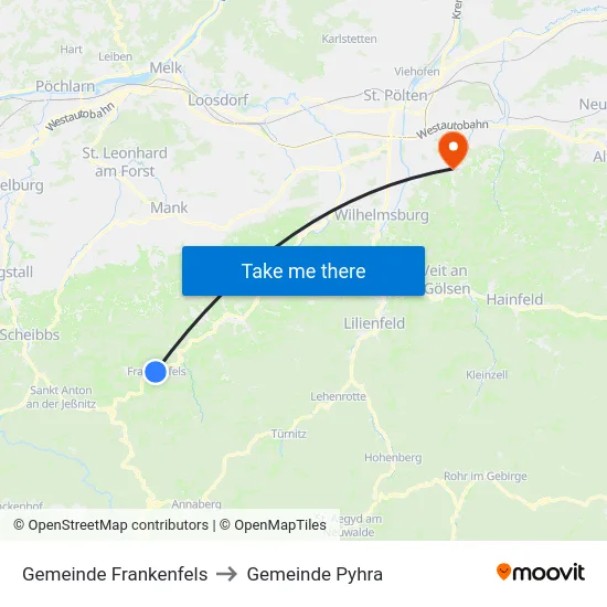 Gemeinde Frankenfels to Gemeinde Pyhra map