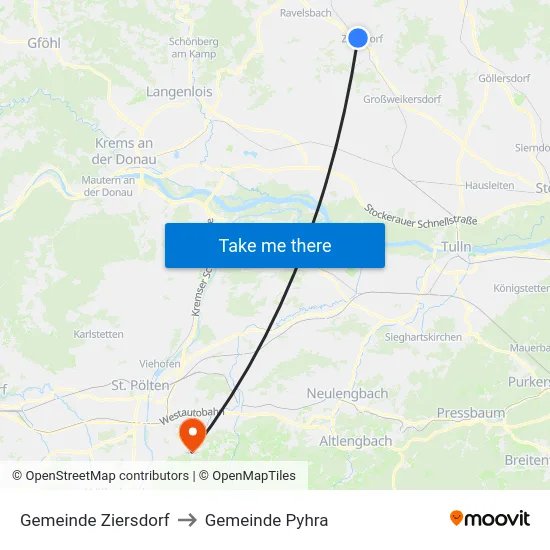 Gemeinde Ziersdorf to Gemeinde Pyhra map