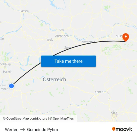 Werfen to Gemeinde Pyhra map