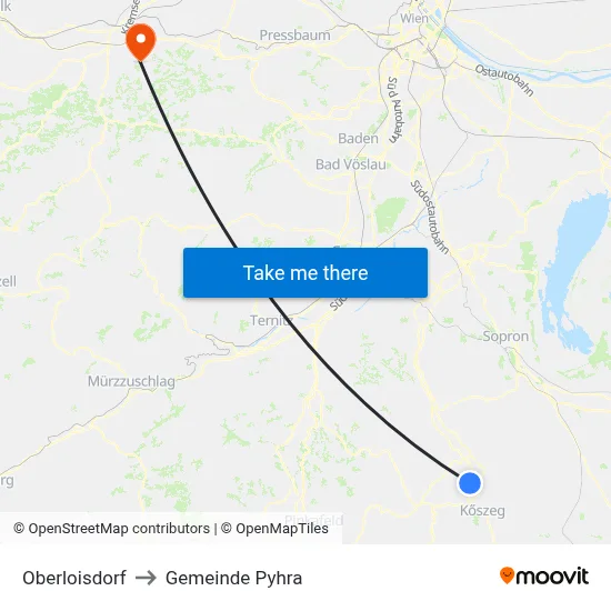 Oberloisdorf to Gemeinde Pyhra map