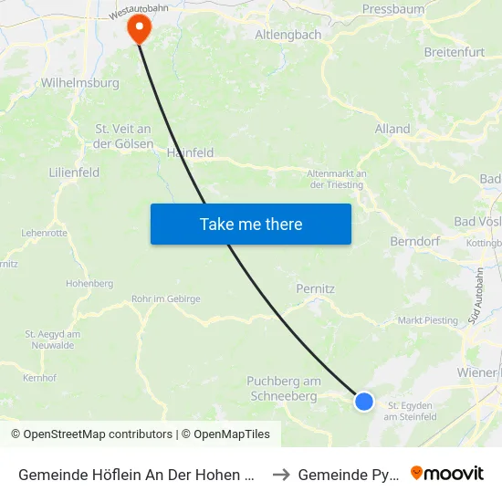 Gemeinde Höflein An Der Hohen Wand to Gemeinde Pyhra map