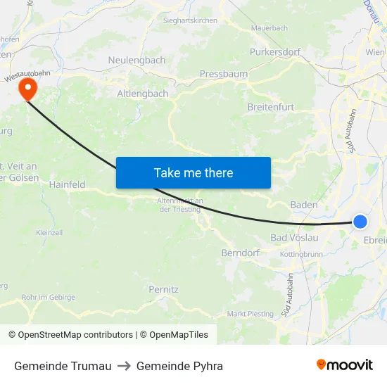 Gemeinde Trumau to Gemeinde Pyhra map