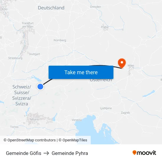 Gemeinde Göfis to Gemeinde Pyhra map