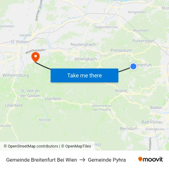 Gemeinde Breitenfurt Bei Wien to Gemeinde Pyhra map