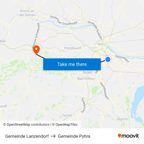 Gemeinde Lanzendorf to Gemeinde Pyhra map