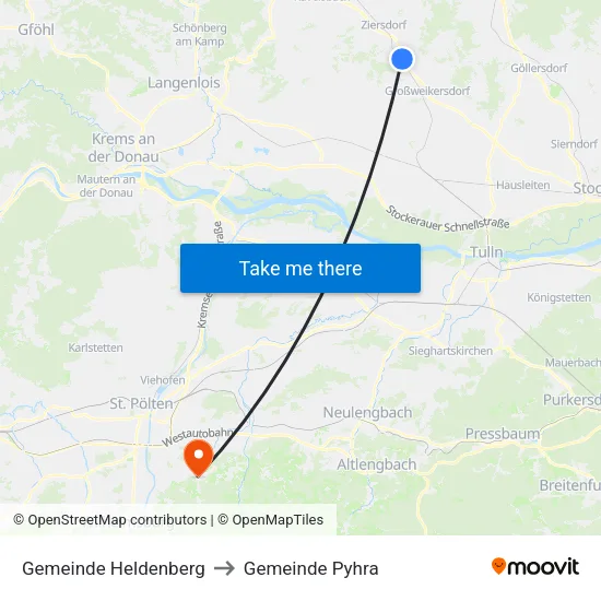 Gemeinde Heldenberg to Gemeinde Pyhra map