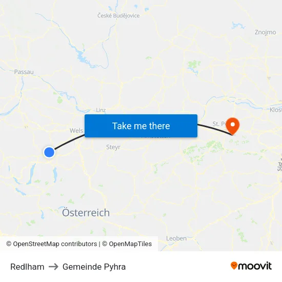 Redlham to Gemeinde Pyhra map