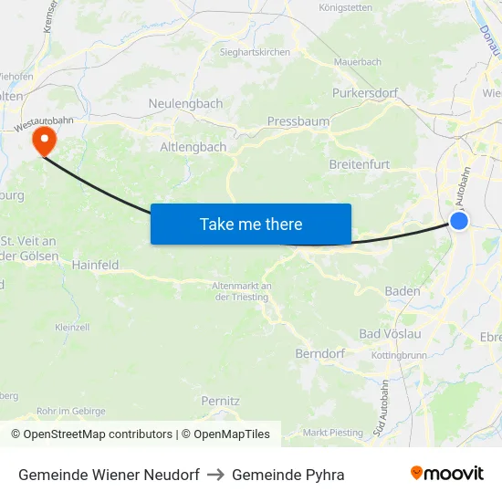Gemeinde Wiener Neudorf to Gemeinde Pyhra map