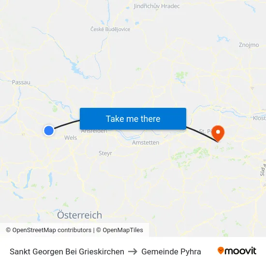 Sankt Georgen Bei Grieskirchen to Gemeinde Pyhra map