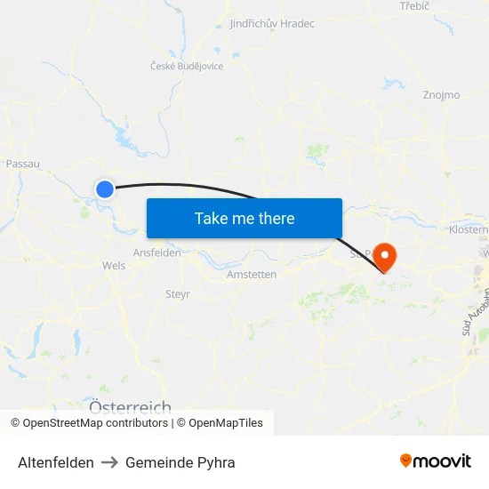 Altenfelden to Gemeinde Pyhra map