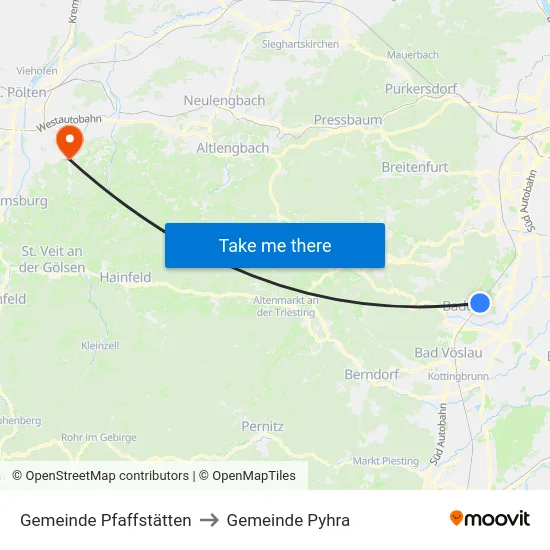 Gemeinde Pfaffstätten to Gemeinde Pyhra map