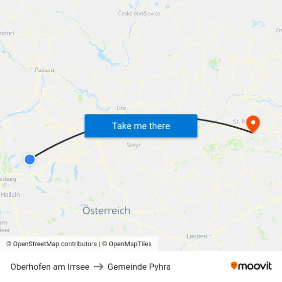 Oberhofen am Irrsee to Gemeinde Pyhra map