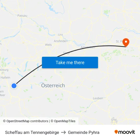 Scheffau am Tennengebirge to Gemeinde Pyhra map