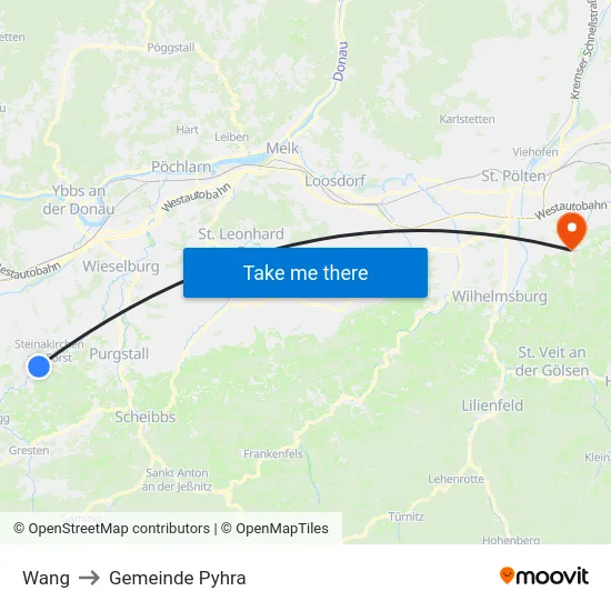 Wang to Gemeinde Pyhra map
