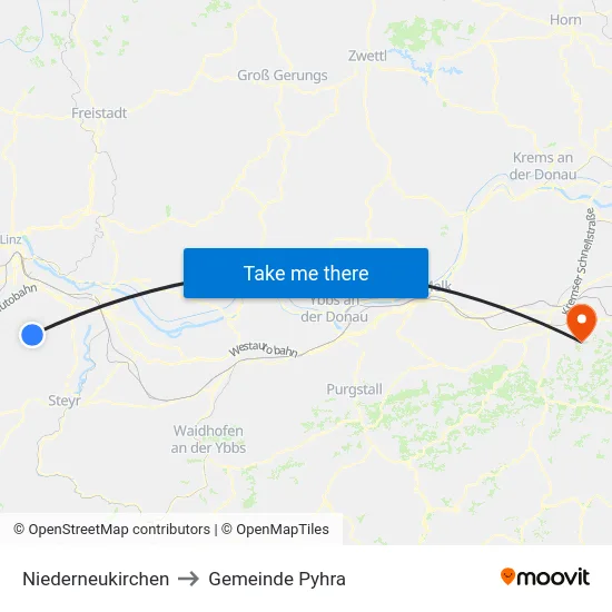 Niederneukirchen to Gemeinde Pyhra map