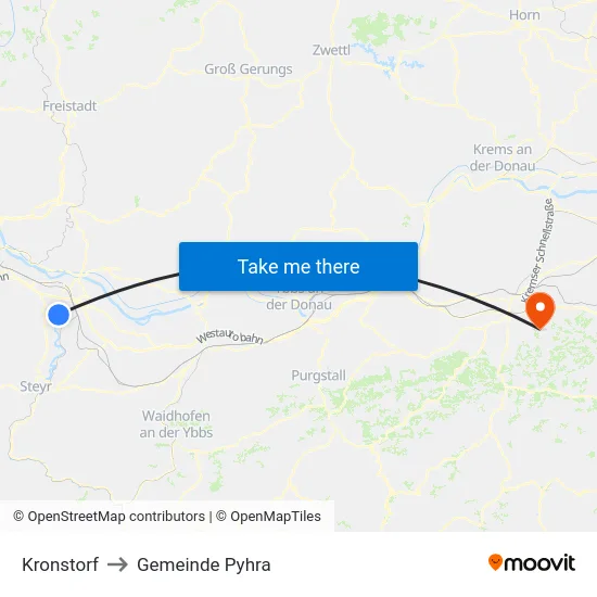 Kronstorf to Gemeinde Pyhra map