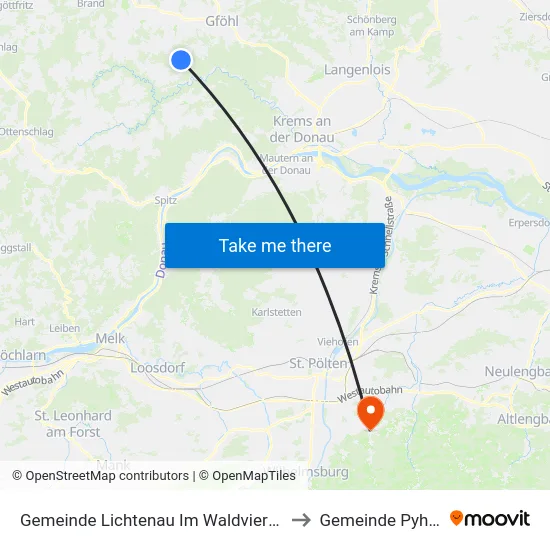 Gemeinde Lichtenau Im Waldviertel to Gemeinde Pyhra map