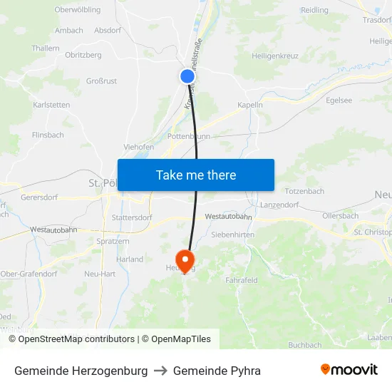 Gemeinde Herzogenburg to Gemeinde Pyhra map