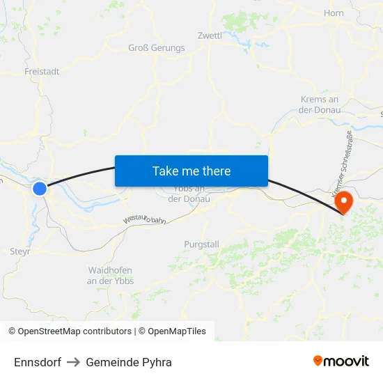Ennsdorf to Gemeinde Pyhra map