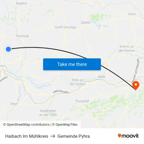 Haibach Im Mühlkreis to Gemeinde Pyhra map