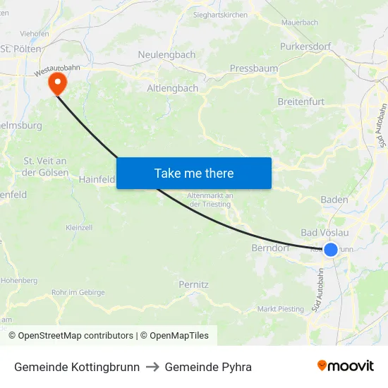 Gemeinde Kottingbrunn to Gemeinde Pyhra map
