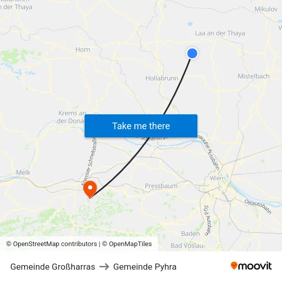 Gemeinde Großharras to Gemeinde Pyhra map