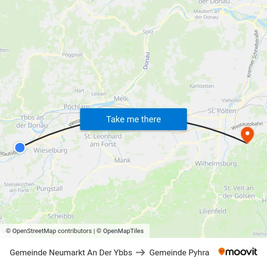 Gemeinde Neumarkt An Der Ybbs to Gemeinde Pyhra map