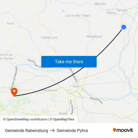 Gemeinde Rabensburg to Gemeinde Pyhra map