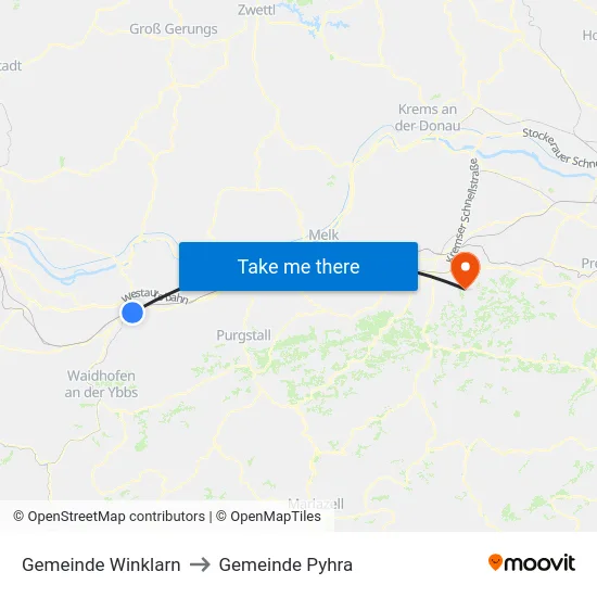 Gemeinde Winklarn to Gemeinde Pyhra map