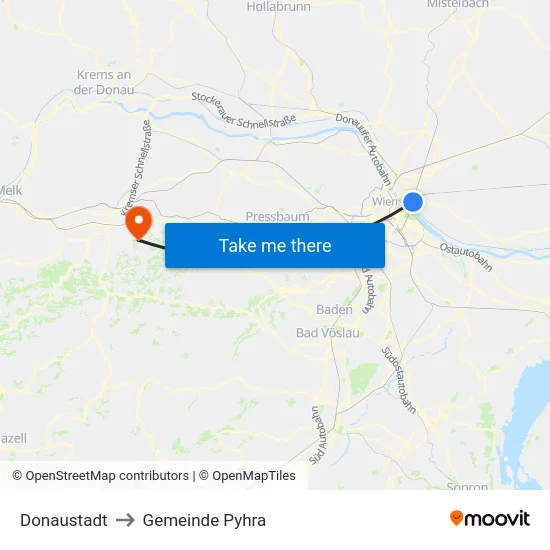 Donaustadt to Gemeinde Pyhra map