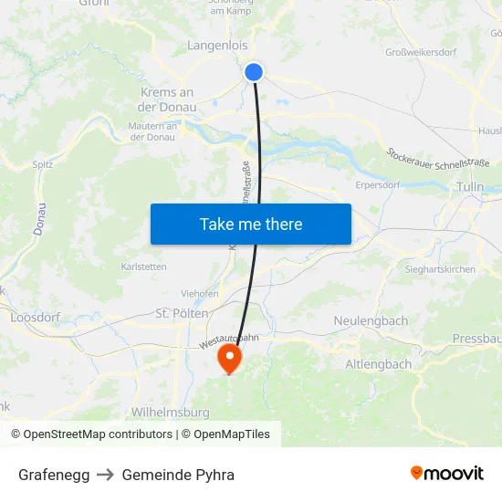 Grafenegg to Gemeinde Pyhra map