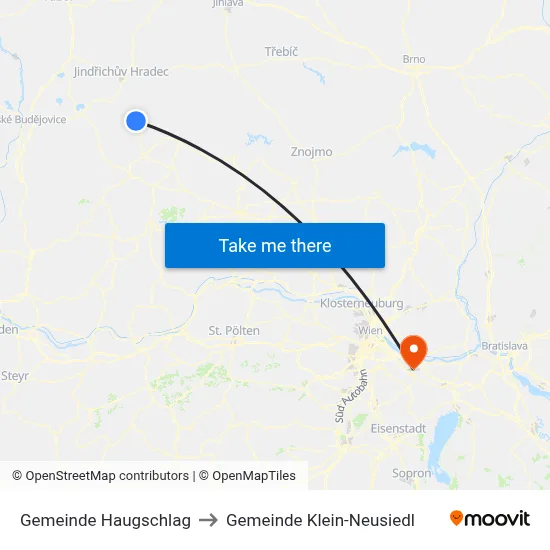 Gemeinde Haugschlag to Gemeinde Klein-Neusiedl map