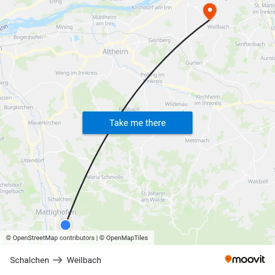 Schalchen to Weilbach map