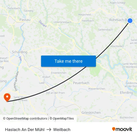 Haslach An Der Mühl to Weilbach map