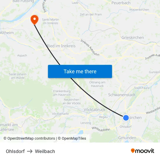 Ohlsdorf to Weilbach map