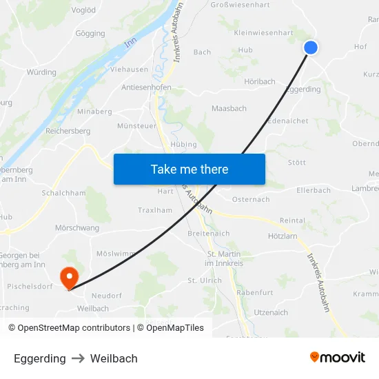 Eggerding to Weilbach map
