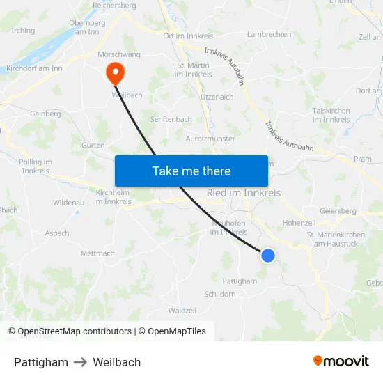 Pattigham to Weilbach map