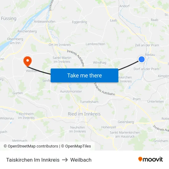 Taiskirchen Im Innkreis to Weilbach map