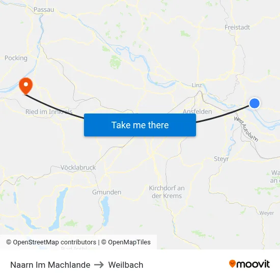 Naarn Im Machlande to Weilbach map