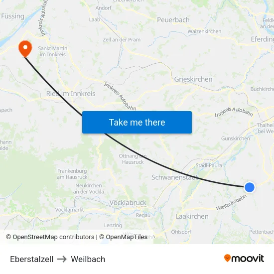 Eberstalzell to Weilbach map