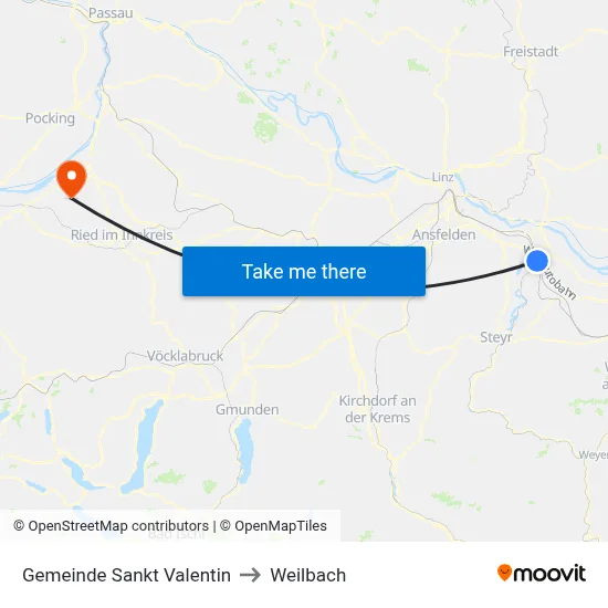 Gemeinde Sankt Valentin to Weilbach map
